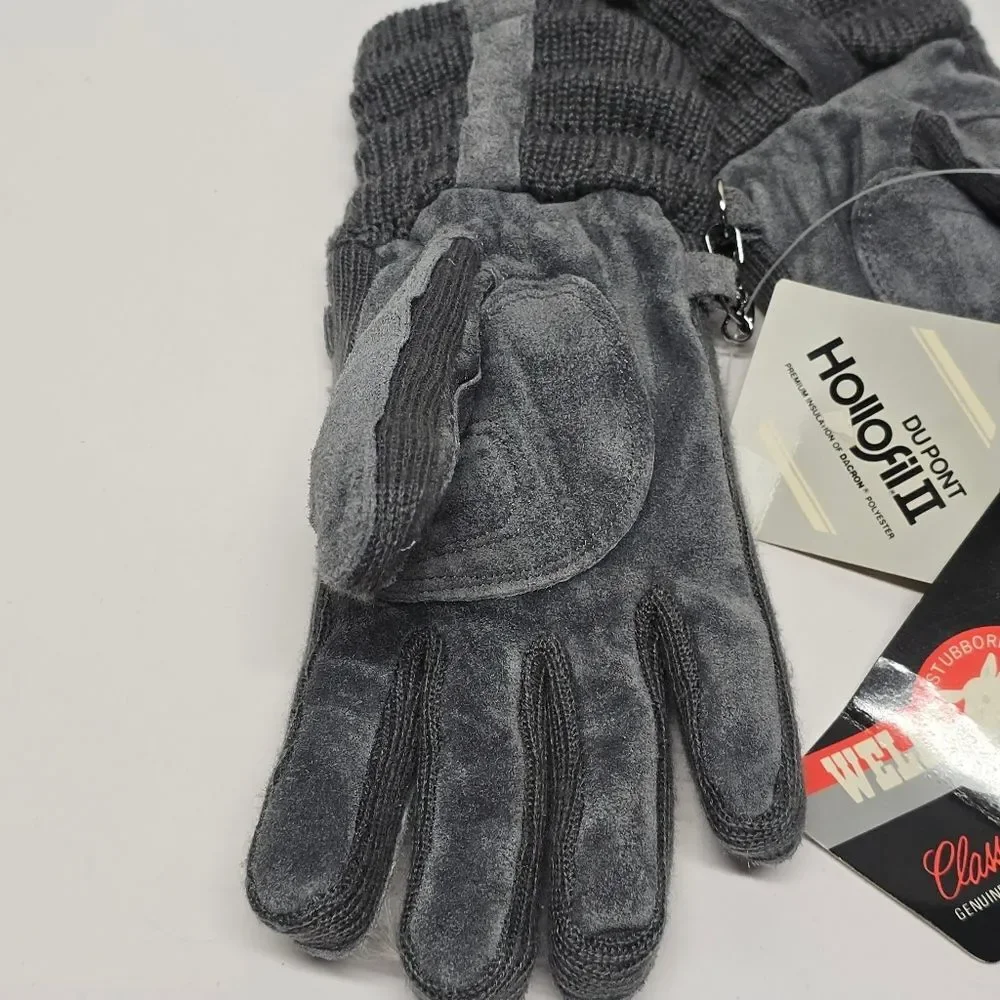 Vintage Wells Lamont Women's Gray Suede Insulated Gloves Du Pont Hollofil II M